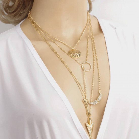 Women Multi Layered Necklace with Angle Wings N-25 Women Multi Layered Necklace with Angle Wings N-25