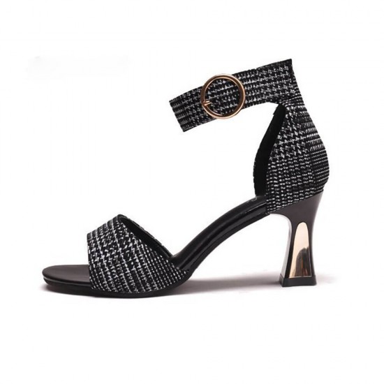 Roman Fashion Belt Buckle High Heels Sandal S-177BK