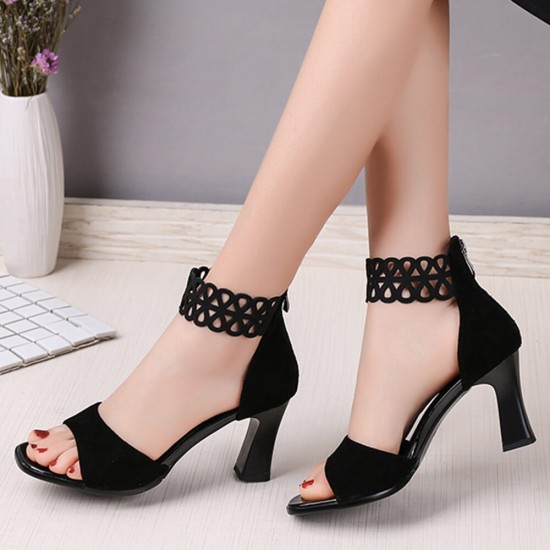 Fariy Style Hollow Suede High Heels women Sandal S-191BK