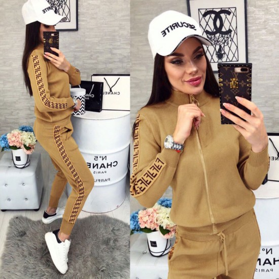 Patchwork Zipper Stripped Black Sports Wear Tracksuit WC-386BR