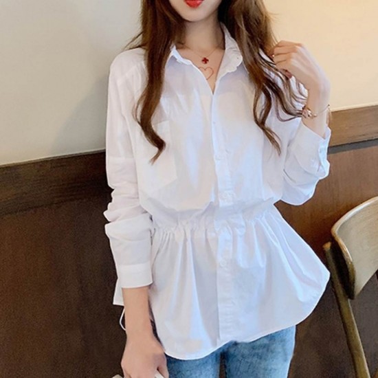 New Fairy Long Sleeve Elastic High Waist Shirt WC-416-White New Fairy Long Sleeve Elastic High Waist Shirt WC-416-White