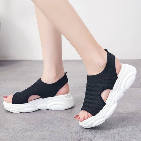 Black Thick Bottom Relaxing Open Toe Sports Sandals S-227BK