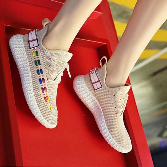 Cream Contrast Double Stripes Running Sneakers S-231CR Cream Contrast Double Stripes Running Sneakers S-231CR