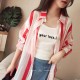 Striped Printed Long Beach Wear Cardigan-Red WC-436RD Striped Printed Long Beach Wear Cardigan-Red WC-436RD | Image