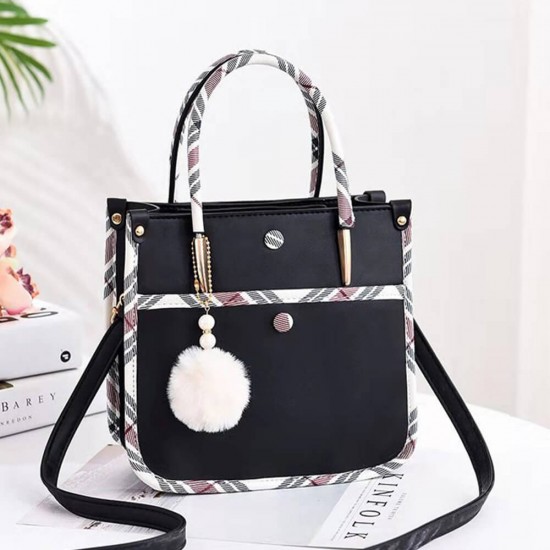 Square Shape Temperament Ladies Handbag- Black