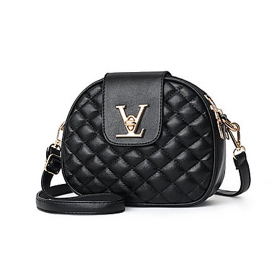 Patchwork Texture Multi Zipper Messenger Shoulder Bag - Black