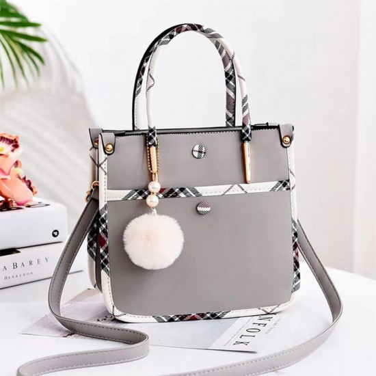 Square Shape Temperament Ladies Handbag- Grey
