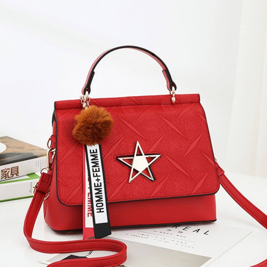 Diagonal Star Patchwork Women Shoulder Bag - Red