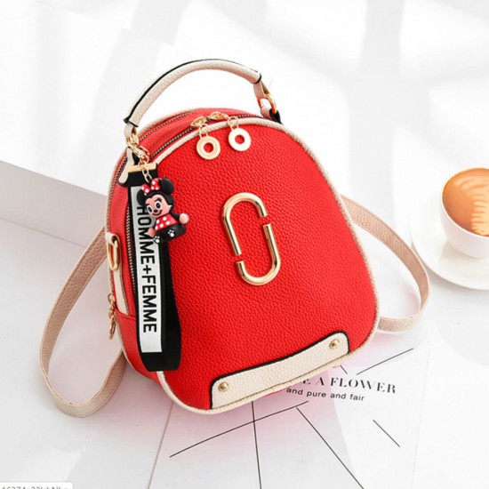 Small Teddy Hanging Wild Messenger Backpack - Red