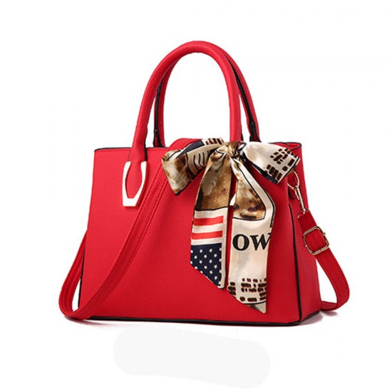 Silk Scarf Fashion Litchi Portable Handbag - Red