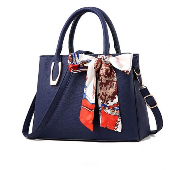 Silk Scarf Fashion Litchi Portable Handbag -Blue