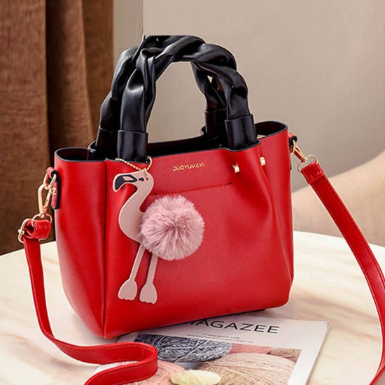 Flap Flamingo Soft Leather Women Hand Bag - Red