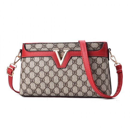 Designer Contrast V Shape Zipper Messenger Bag - Red