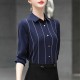 Elegant Vertical Linen Women Chiffon Shirt - Blue Elegant Vertical Linen Women Chiffon Shirt - Blue |image