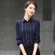 Elegant Vertical Linen Women Chiffon Shirt - Blue Elegant Vertical Linen Women Chiffon Shirt - Blue |image