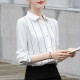 Elegant Vertical Linen Women Chiffon Shirt - White Elegant Vertical Linen Women Chiffon Shirt - White |image