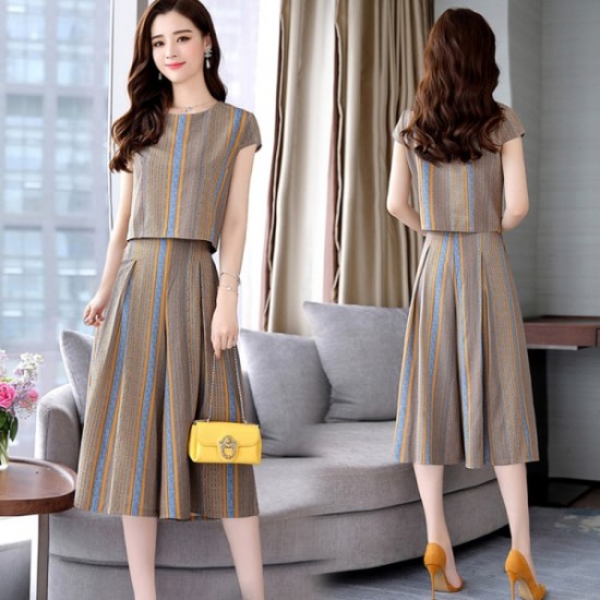 New Fashion Thin Two Piece Wide Leg Dress - Brown New Fashion Thin Two Piece Wide Leg Dress - Brown |image