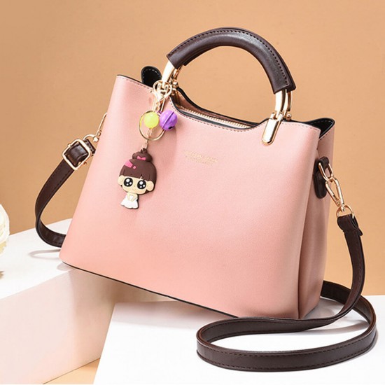 Women Solid Color With Lovely Doll Shoulder Bag - Pink