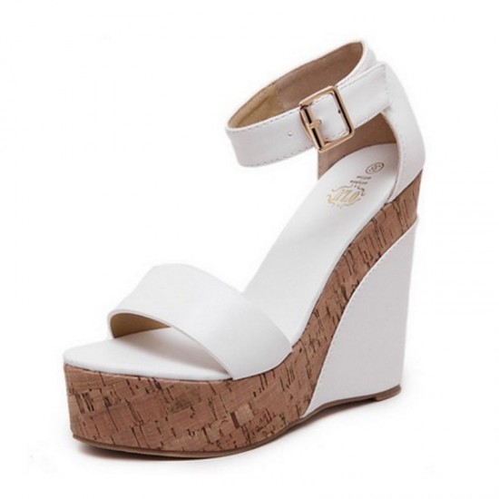 Women Fashion White Color Wedge Sandals CSW-31W