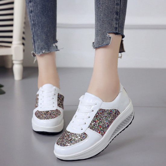 Trendy Ultralight Round Toe Lace Up Sneaker - White