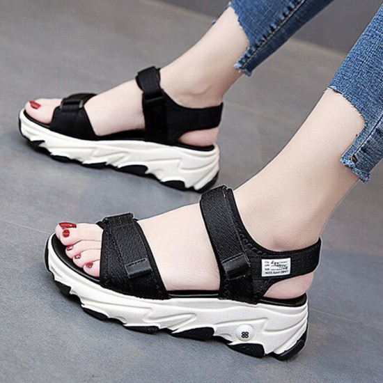 Thick Rubber Sole Strapped Casual Sports Sandals -Black