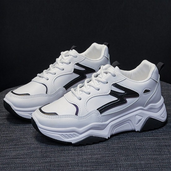 Breathable Thick Bottom Running Sports Shoes - Black