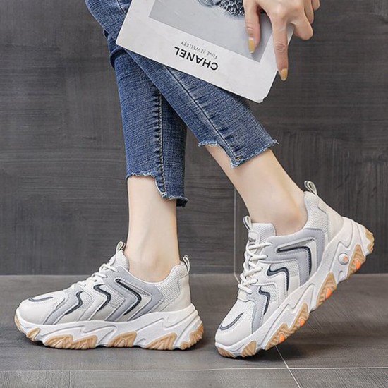 Canvas Laces Up Soft Running Sneaker Shoes- White