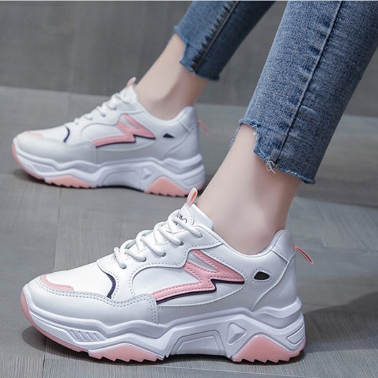 Breathable Thick Bottom Running Sports Shoes - Pink