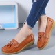 Soft Leather with Rubber Sole Slip On Loafer Flats -Brown |image