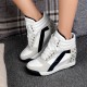 Lace up Rivet Mid Calf Boot Sneakers Shoes -White |image
