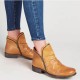 Round Double Zipper Comfortable Ankle Boots -Yellow |image