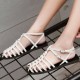 Hollow Out Flat Buckle Retro Roman Sandals -White |image