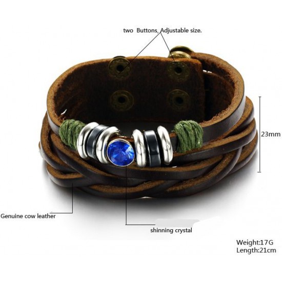 Showing image for Handmade Brown Cow Leather Men Bracelet Handmade Brown Cow Leather Men Bracelet |image