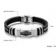 Men's Handmade Silver Tone Stainless Steel Silicone Fashion Bracelet SB-01S image