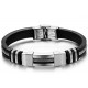Men's Handmade Silver Tone Stainless Steel Silicone Fashion Bracelet SB-01S image