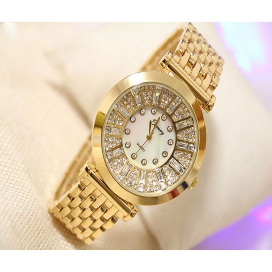 Round Gold Dial with Diamonds Ladies Watch CBS-09G