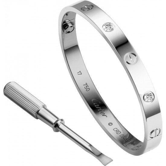 Women's Alloy Silver With Diamonds Cartier Style Screw Bracelet FSB-51 Women's Alloy Silver With Diamonds Cartier Style Screw Bracelet FSB-51