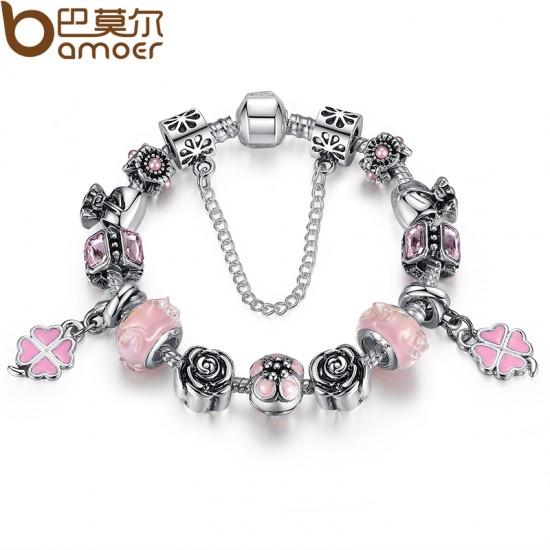 Pink Luxury European Charms Beads Bracelet For Women CBD-22 Pink Luxury European Charms Beads Bracelet For Women CBD-22