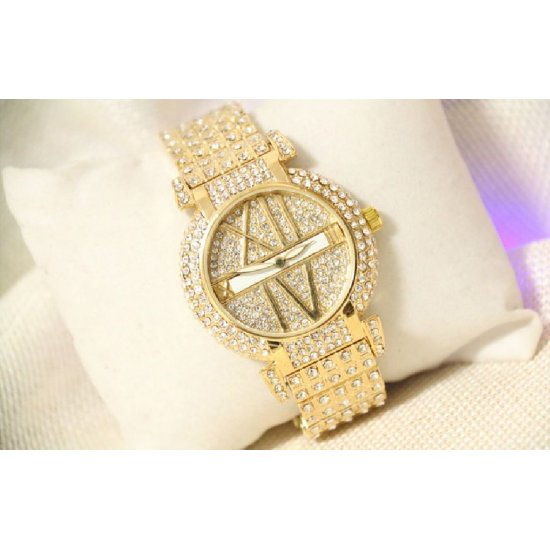 Round Gold Full Case With Diamond Ladies Watch CBS-65G