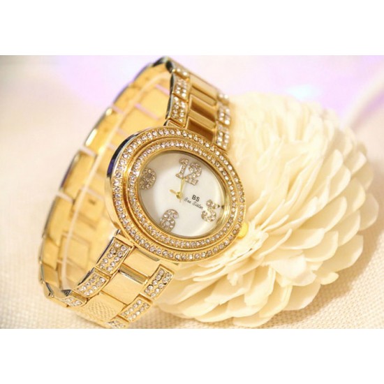 Showing image for B.S Oval Gold Plated Full Case With Diamond Ladies Watch CBS-68G B.S Oval Gold Full Case With Diamond Ladies Watch |image