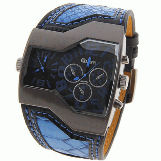 Men's Fashion Oulm Quartz Leather Strap Blue Color Sports Watch CSG-40Bl image