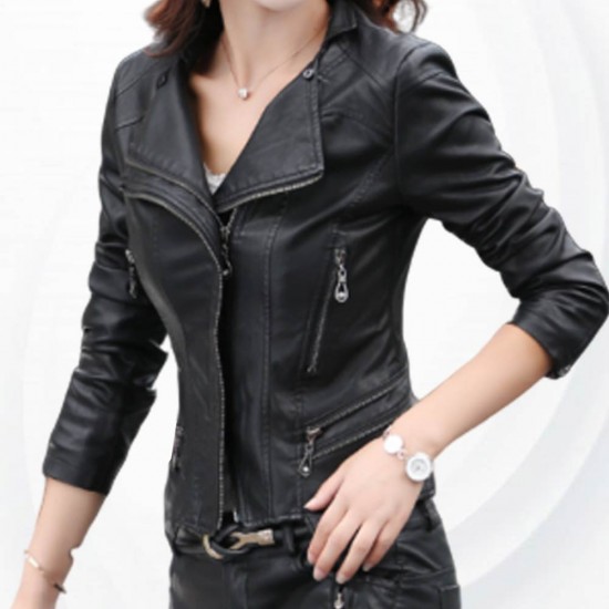 Showing image for Women Fashion Black Color Leather Casual Jacket WJ-24BK Women Fashion Black Color Leather Casual Jacket WJ-24BK image