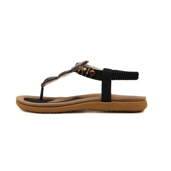 Showing image for Bohemian Beaded Clip Women Sandal CSW-04BK Bohemian Beaded Clip Women Sandal CSW-04BK image