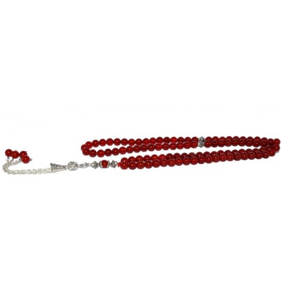 Islamic 99 Prayer Beads - Carnelian Red Aqeeq (6mm) ANM-07 Islamic 99 Prayer Beads - Carnelian Red Aqeeq (6mm) ANM-07