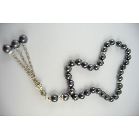 Natural Peacock Black Fresh Water Pearl Tasbeeh ANM-23
