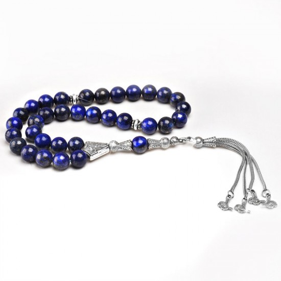 De Hari's Diamond Men's Silver Plated Lapıs Lazuli Prayer Beads ANM-33 De Hari's Diamond Men's Silver Plated Lapıs Lazuli Prayer Beads ANM-33