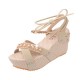 Women Fashion Cream Color Thick Crust Wedge Sandals CSW-14CR image