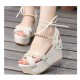 Women Fashion Cream Color Thick Crust Wedge Sandals CSW-14CR image