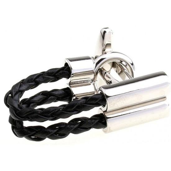 Look Stylish Black Leather Chain Men's Cufflinks CFL-08 Look Stylish Black Leather Chain Men's Cufflinks CFL-08