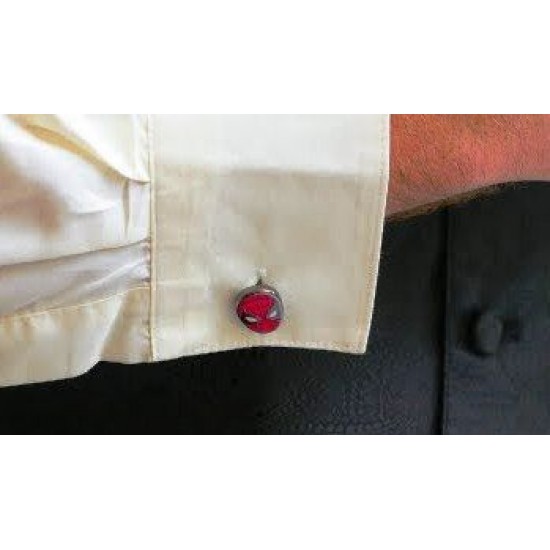 Look Stylish Spiderman Shirt Button Cufflink CFL-14 (Red) image